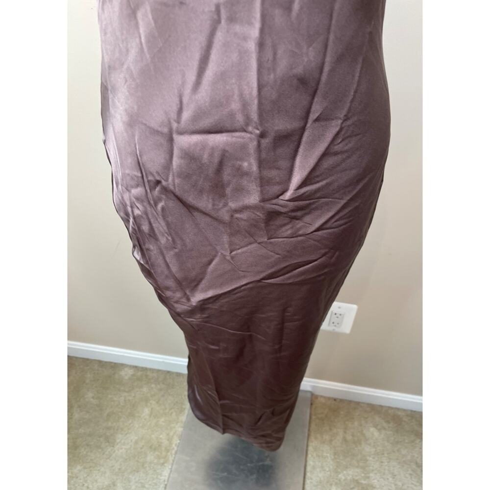 Anine Bing Eliana Silk Halterneck Maxi Dress in Iron Brown Size Small - Picture 5 of 9